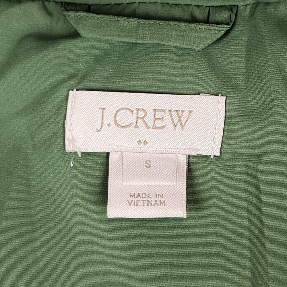 J Crew Size Small Factory Quilted Puffer Vest Green Full Zip G7520 Snap Pockets - Picture 7 of 9
